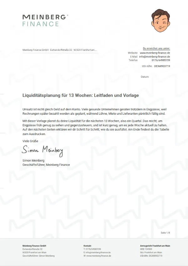 Titelseite: Liquiditätsplanung 13 Wochen